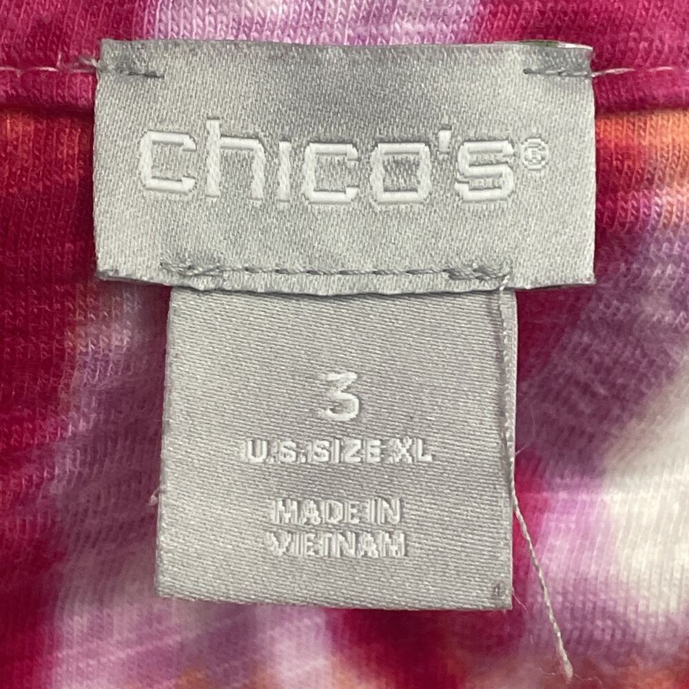 Chicos 3 Womens XL Sleeveless Tank Slub V-neck Top Red/Orange Tie Dye Lagenlook - Picture 6 of 11